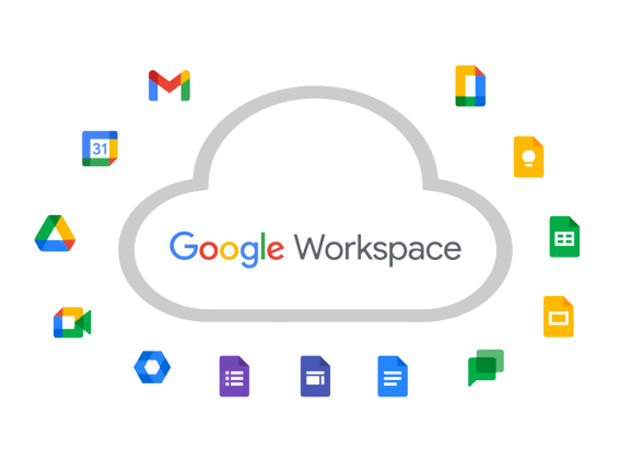 Illustration of a woman standing next to a screen with portfolio items